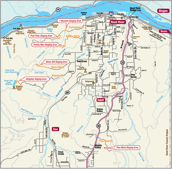 Map of Fee Parking Zone Staging Areas
